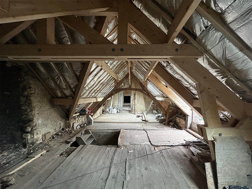 Vue intérieure d'une charpente